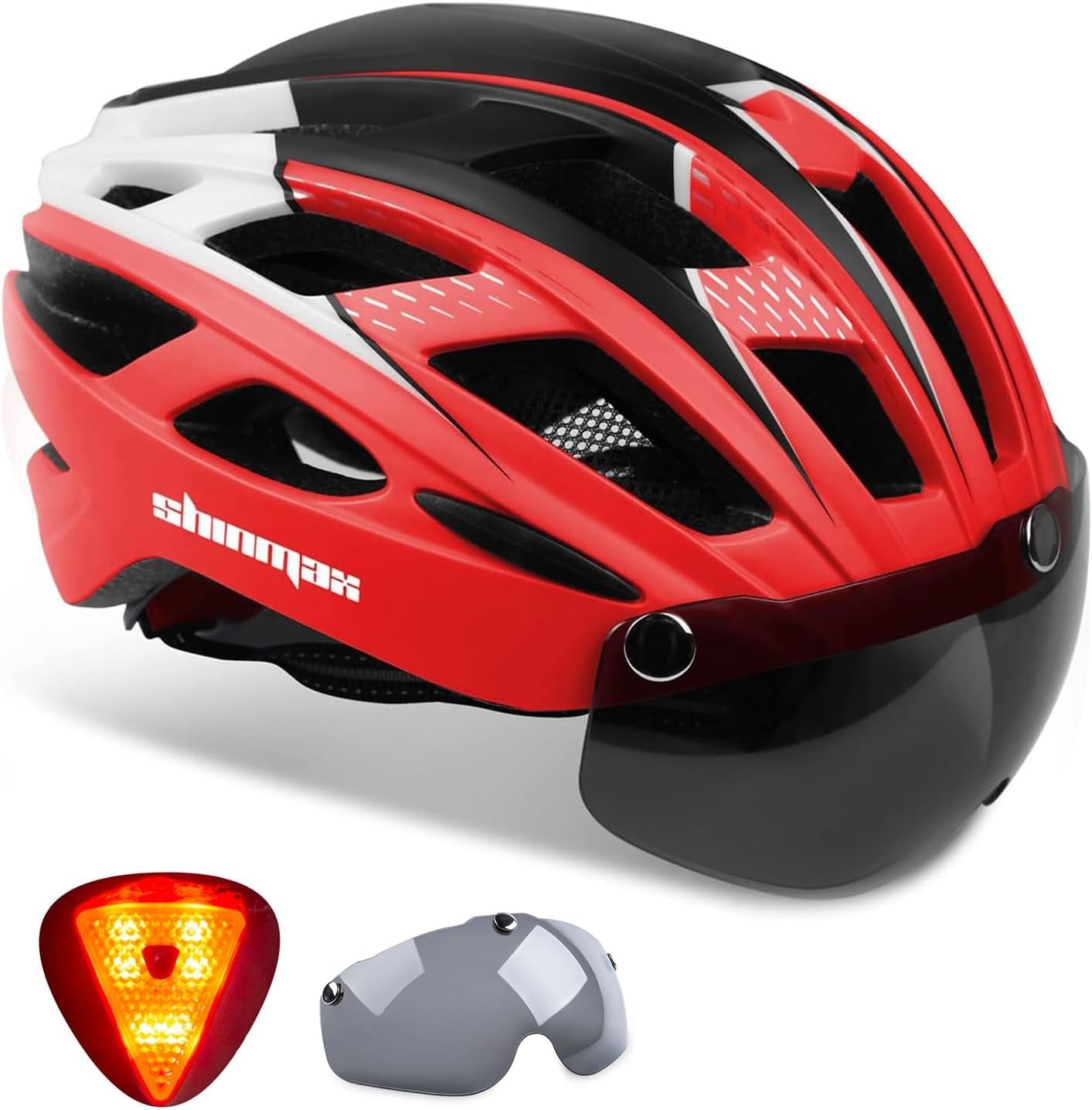 Bike Helmet, CPSC/CPC Bike Helmet for Adult Men Women with Magnetic Goggles&Led Back Light Cycling Helmet Adjustable SM-T69
