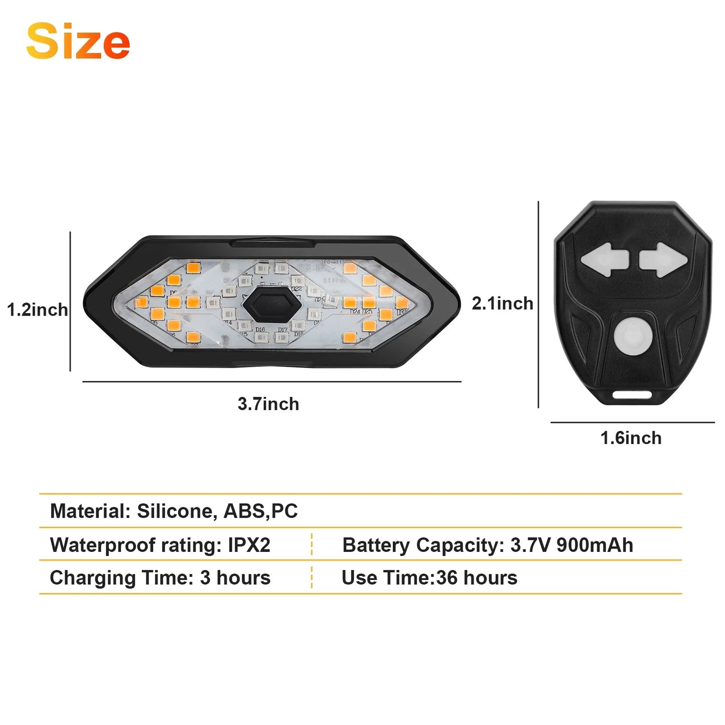 Bike Turn Signals Light, 100LM 5-In-1 Smart Bright Bike Rear Tail Lamp IPX2 USB Charge Waterproof Safety Cycle Night Light