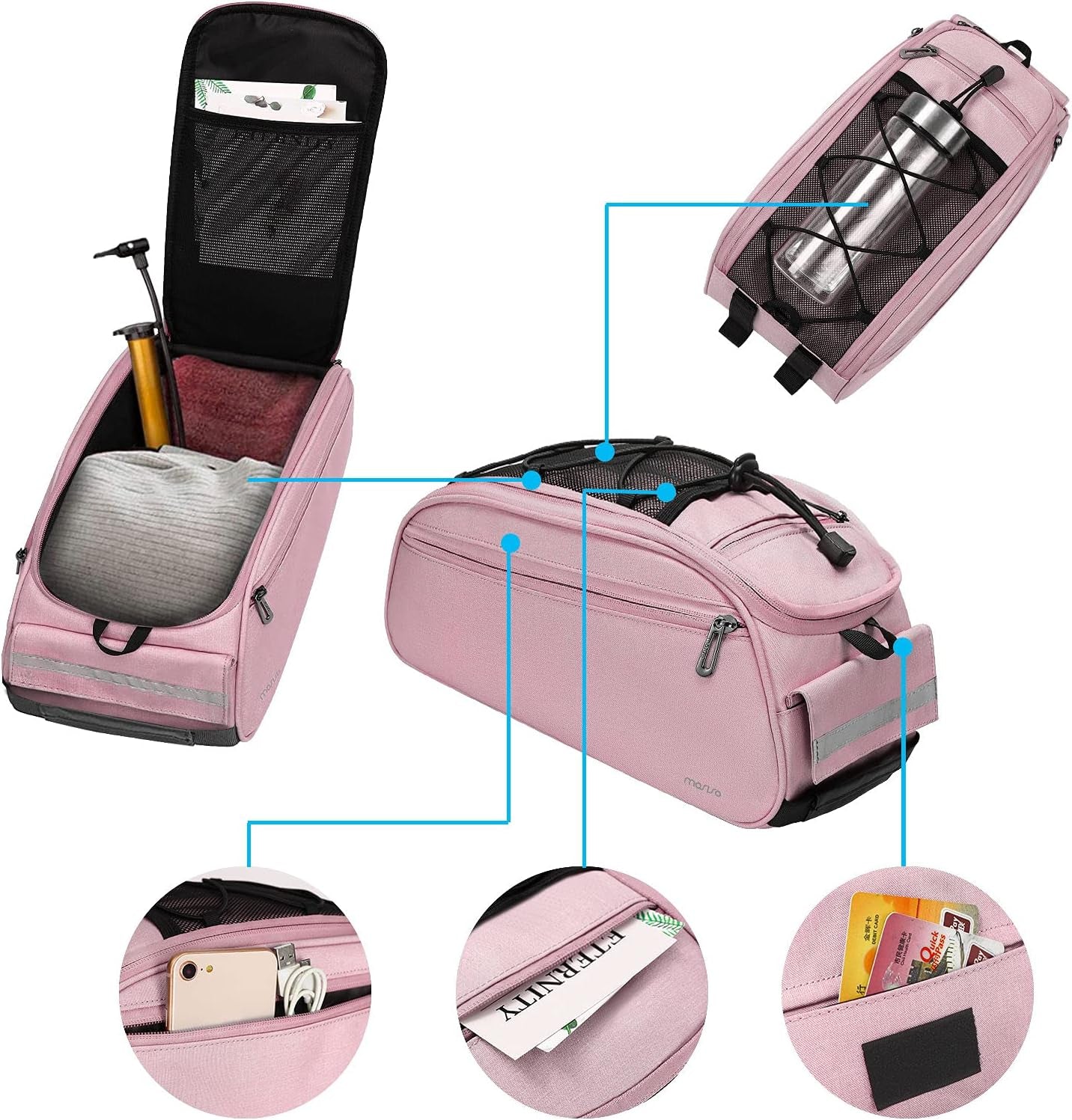Bike Rack Bag, Waterproof Bicycle Trunk Pannier Rear Seat Pouch Cycling Bike Carrier Backseat Storage Luggage Saddle Shoulder Bag