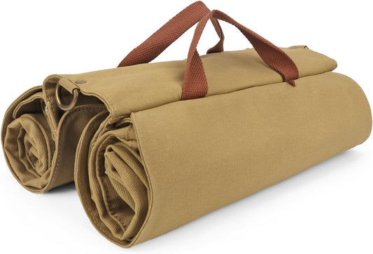 Canvas Cycling Bicycle Bike Pannier Rear Seat Bag Rack Trunk (Waterproof, Roll-Up) (Khaki)