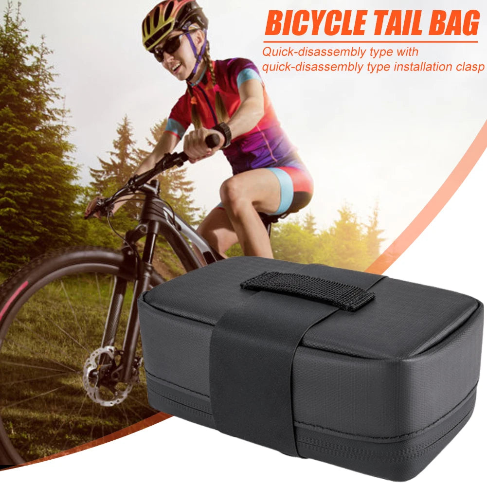PU Bike Seat Bag Bike Saddle Bag Large Capacity Strap-On Bike Pouch Waterproof Multi-Compartments for Mountain Road Bikes