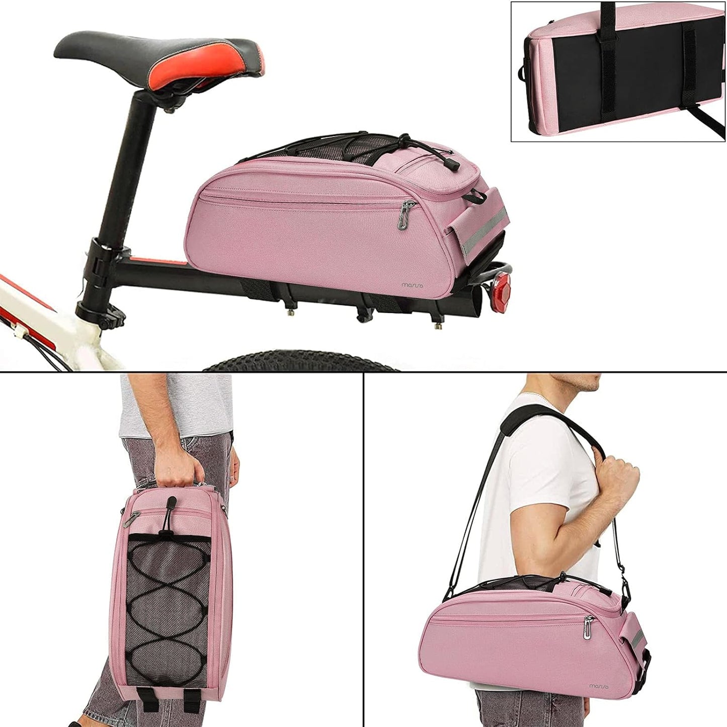 Bike Rack Bag, Waterproof Bicycle Trunk Pannier Rear Seat Pouch Cycling Bike Carrier Backseat Storage Luggage Saddle Shoulder Bag