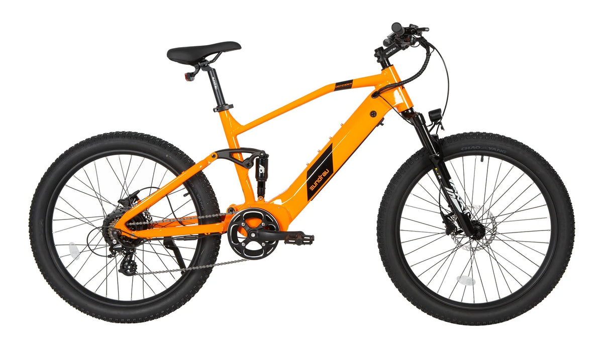 EUNORAU Defender Electric Mountain Bike – 500W Full Suspension eBike – Orange