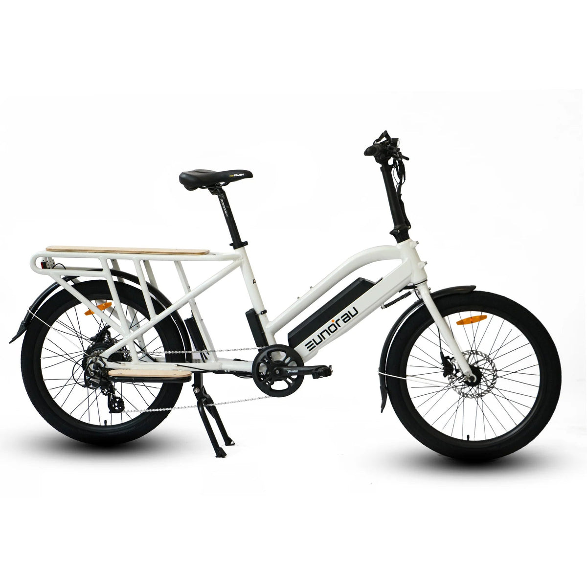 EUNORAU MAX-CARGO Electric Bike β 750W Long-Tail Utility eBike β White