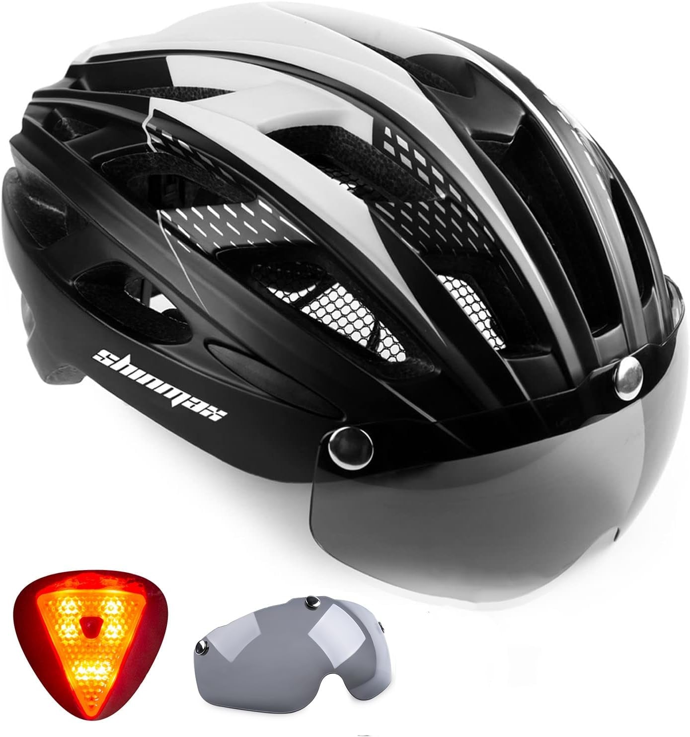 Bike Helmet, CPSC/CPC Bike Helmet for Adult Men Women with Magnetic Goggles&Led Back Light Cycling Helmet Adjustable SM-T69