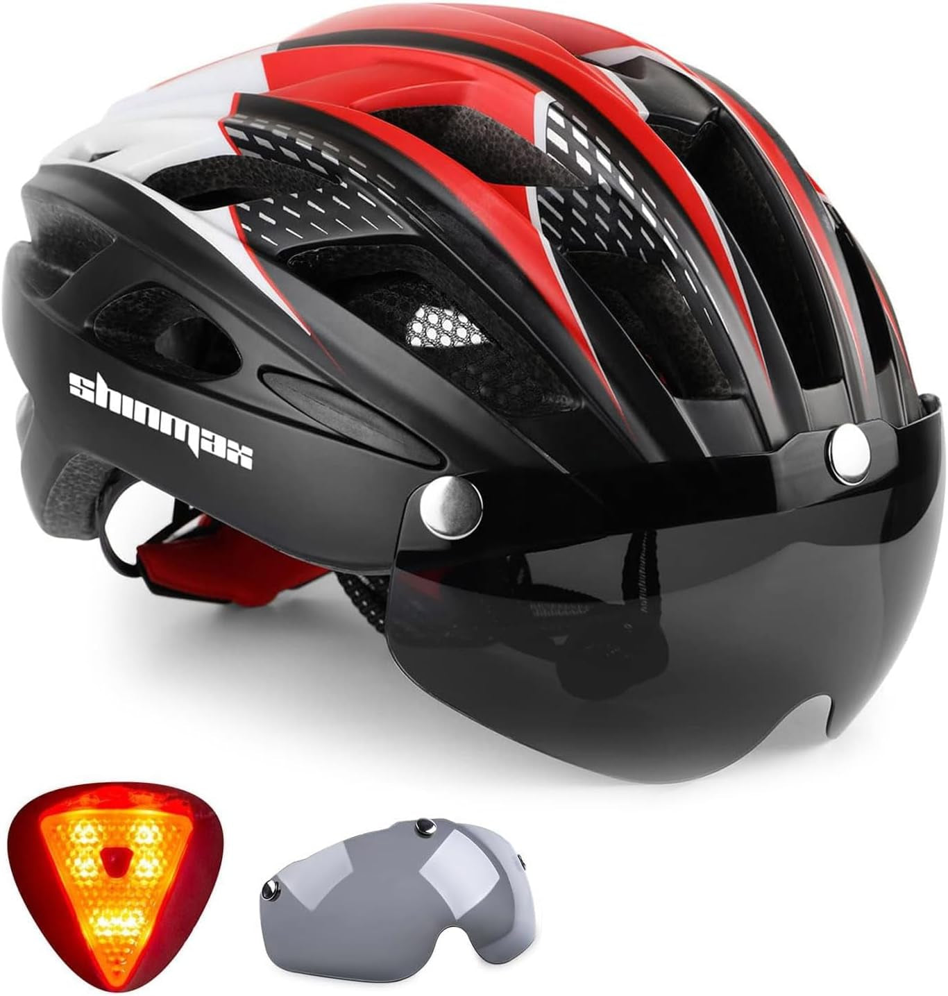 Bike Helmet, CPSC/CPC Bike Helmet for Adult Men Women with Magnetic Goggles&Led Back Light Cycling Helmet Adjustable SM-T69
