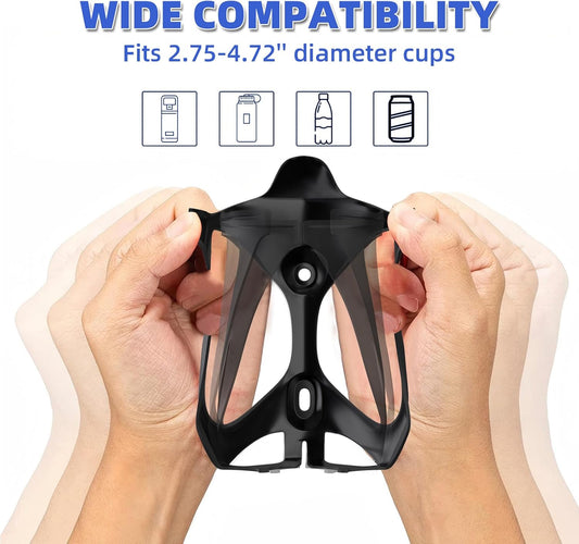 Bike Water Bottle Holder - 2 Pcs Ultralight Bicycle Cup Holder Cage with Screws Tool, Universal Resin Cycling Bottle Rack Brackets for Road MTB Mountain Bike, Fits for 2.75-3.94" Diameter Cup