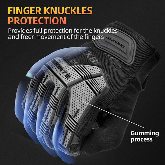 Mountain Bike Gloves with Gel Pad Touch Screen Knuckle Protection for BMX MX ATV MTB Racing Black