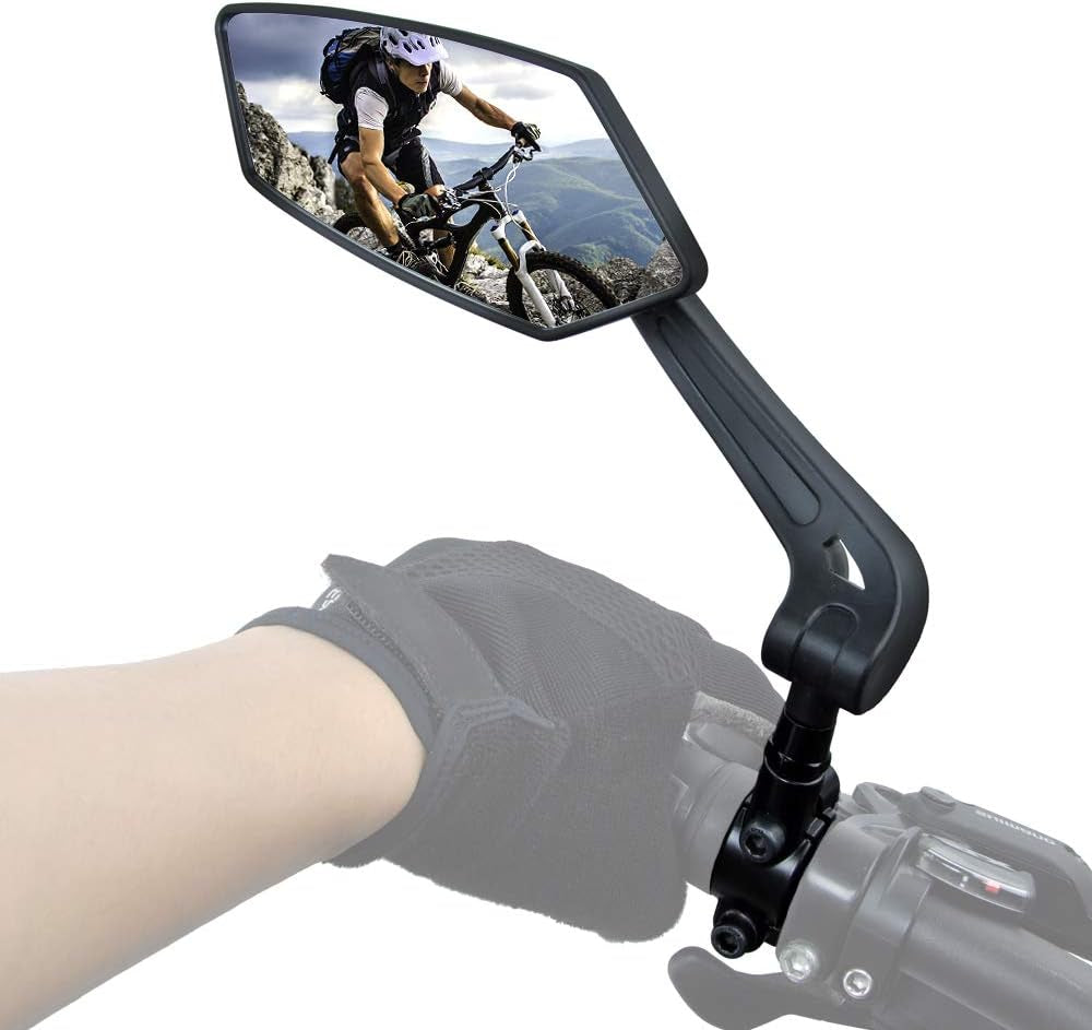 New Bike Mirror Blast-Resistant Adjustable Bike Rearview Mirror with Large Lens,Mtb Bicycle Mirrors for Handlebars (Left Side)