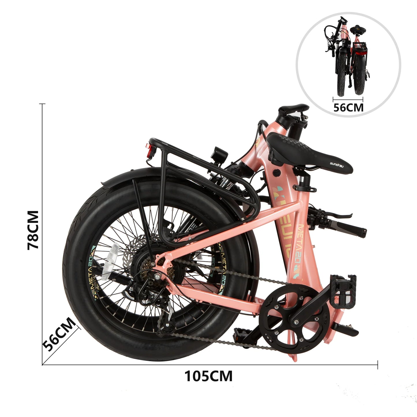 EUNORAU META Foldable Electric Bike – Compact 500W Step-Thru Commuter eBike