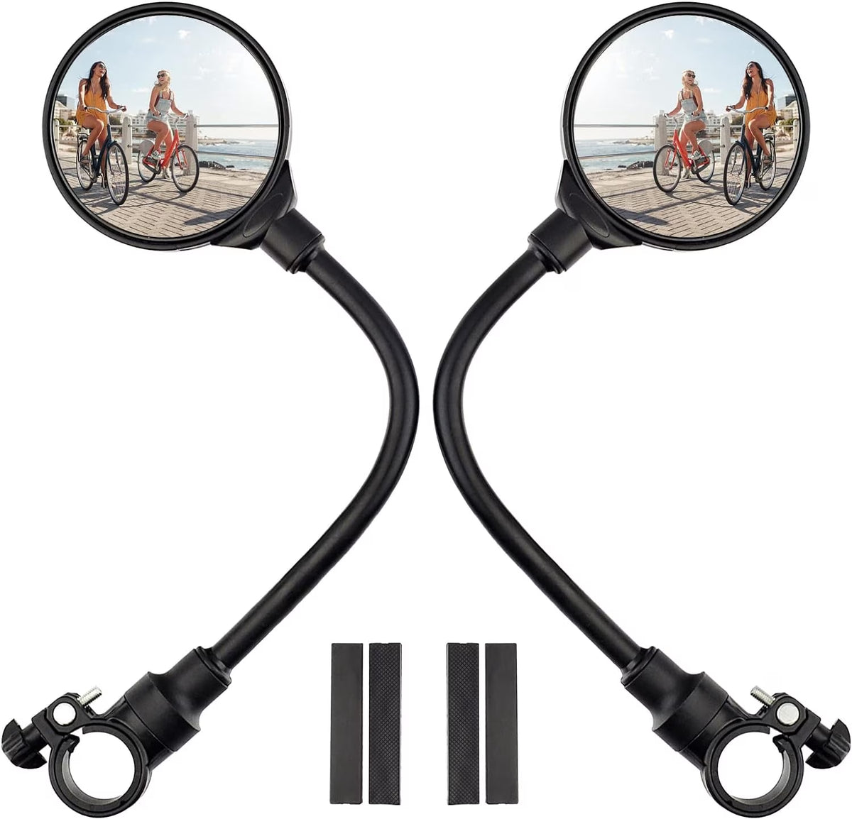 Bike handlebar mirrors 2 pack, wide-angle convex