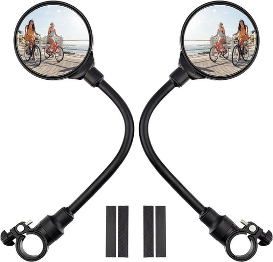 Bike handlebar mirrors 2 pack, wide-angle convex