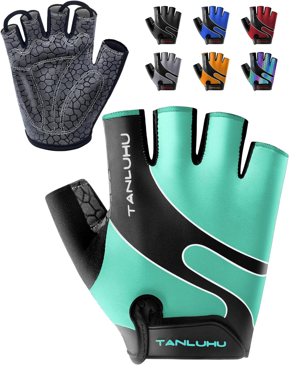 Cycling Gloves - Mountain Bike Half Finger Road Riding Gloves, Breathable, Shock-Absorbing, for Men and Women