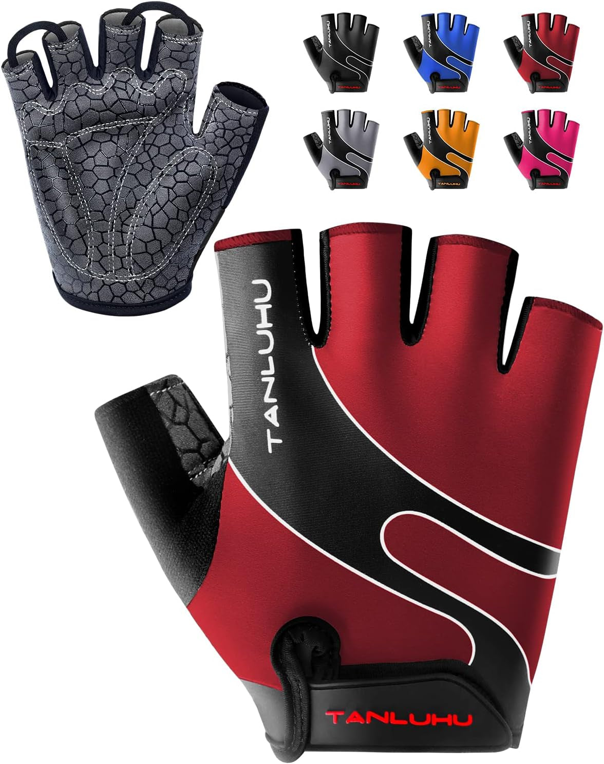 Cycling Gloves - Mountain Bike Half Finger Road Riding Gloves, Breathable, Shock-Absorbing, for Men and Women