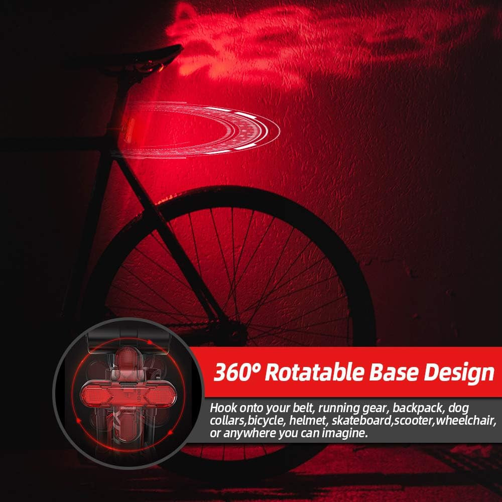 Rear Bike Tail Light 2 Pack, USB Rechargeable Bright LED Bicycle Taillight with 4 Lighting Modes Waterproof Bike Light Flashing Light