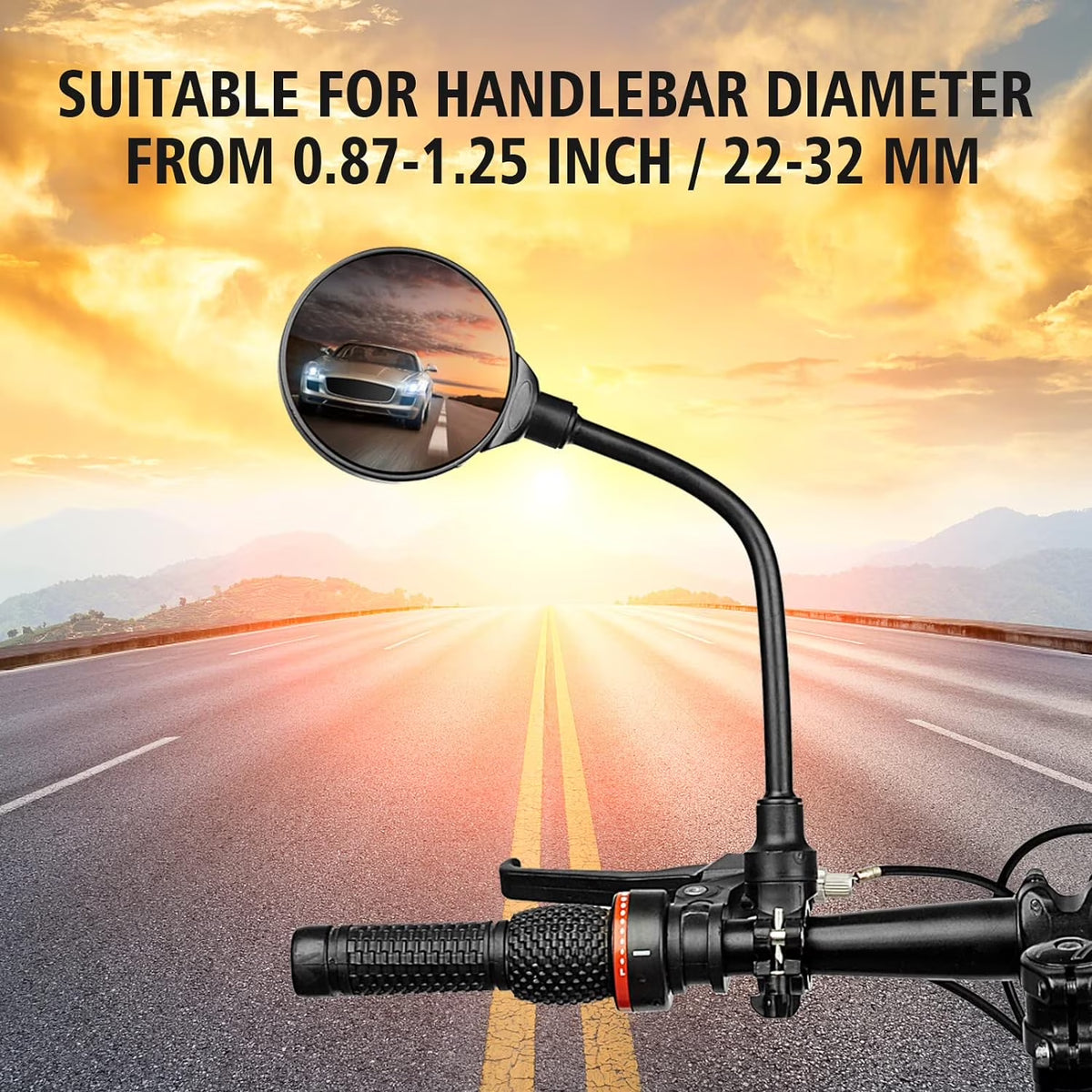 Bike handlebar mirrors 2 pack, wide-angle convex – photo 2