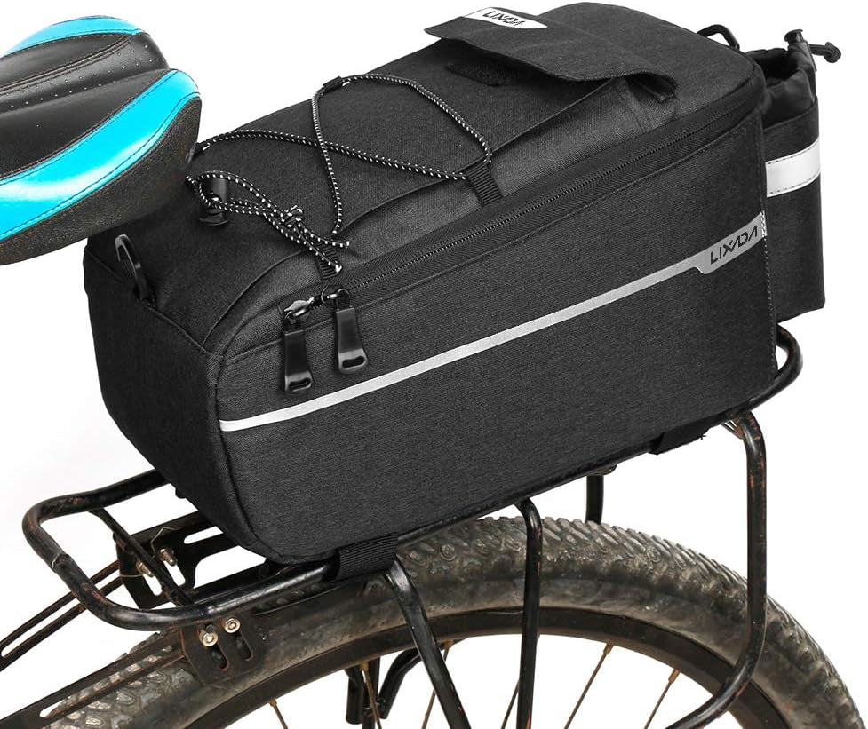 Bike Panniers Bike Trunk Bag Insulated Bag for Warm/Cool Items, Bicycle Rear Rack Storage Luggage Bicycle Seat Multifunctional Insulated Trunk Cooler Bag Shoulder Bag 11.4 6.3 6.7In