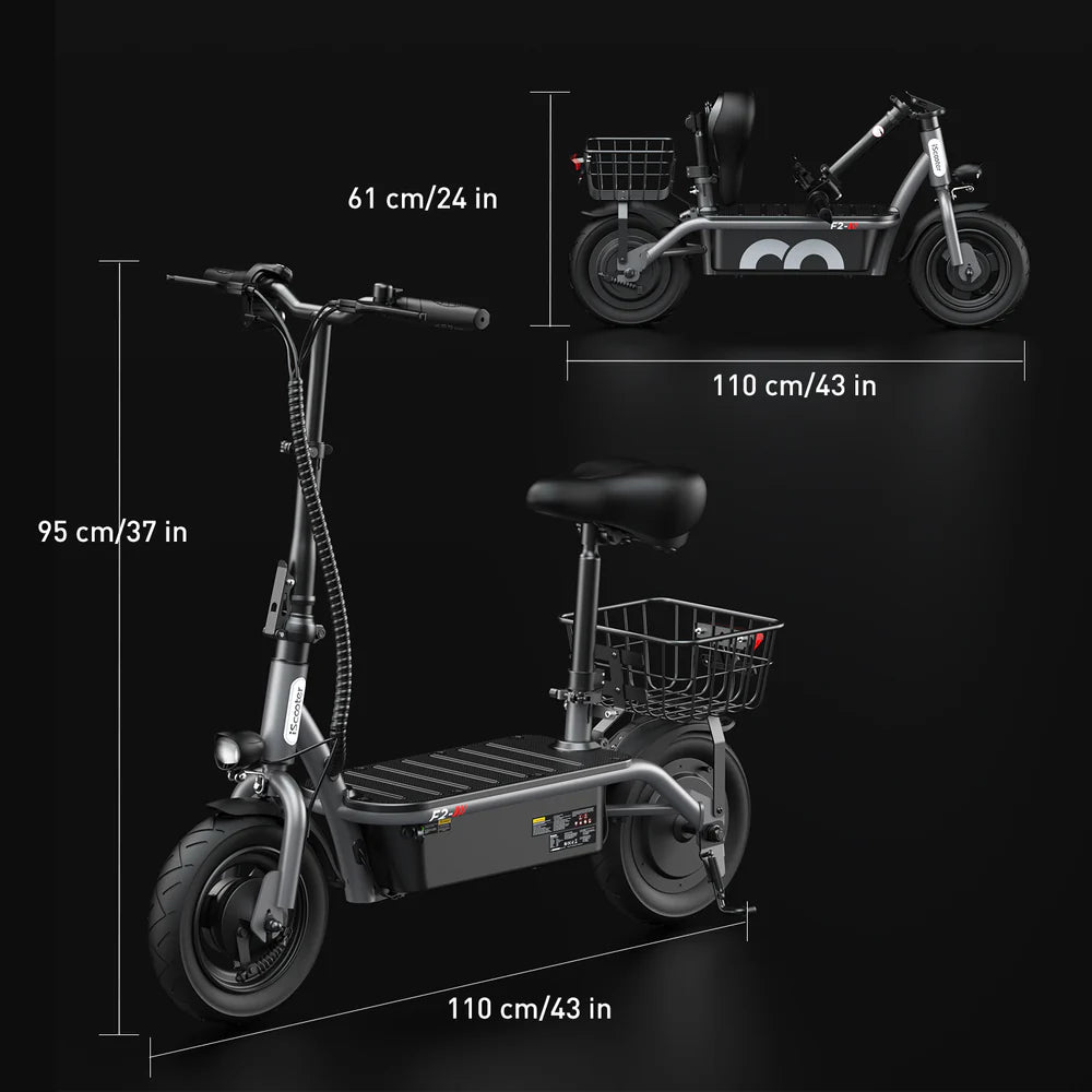 iScooter F2 Electric Scooter with Seat 10" Pneumatic Tire