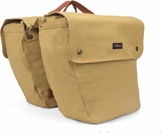Canvas Cycling Bicycle Bike Pannier Rear Seat Bag Rack Trunk (Waterproof, Roll-Up) (Khaki)
