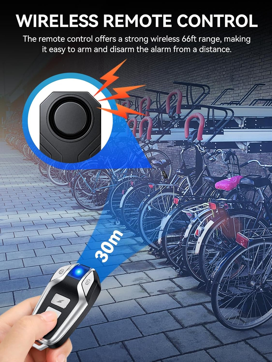 Onvian rechargeable wireless bike alarm with remote – photo 4