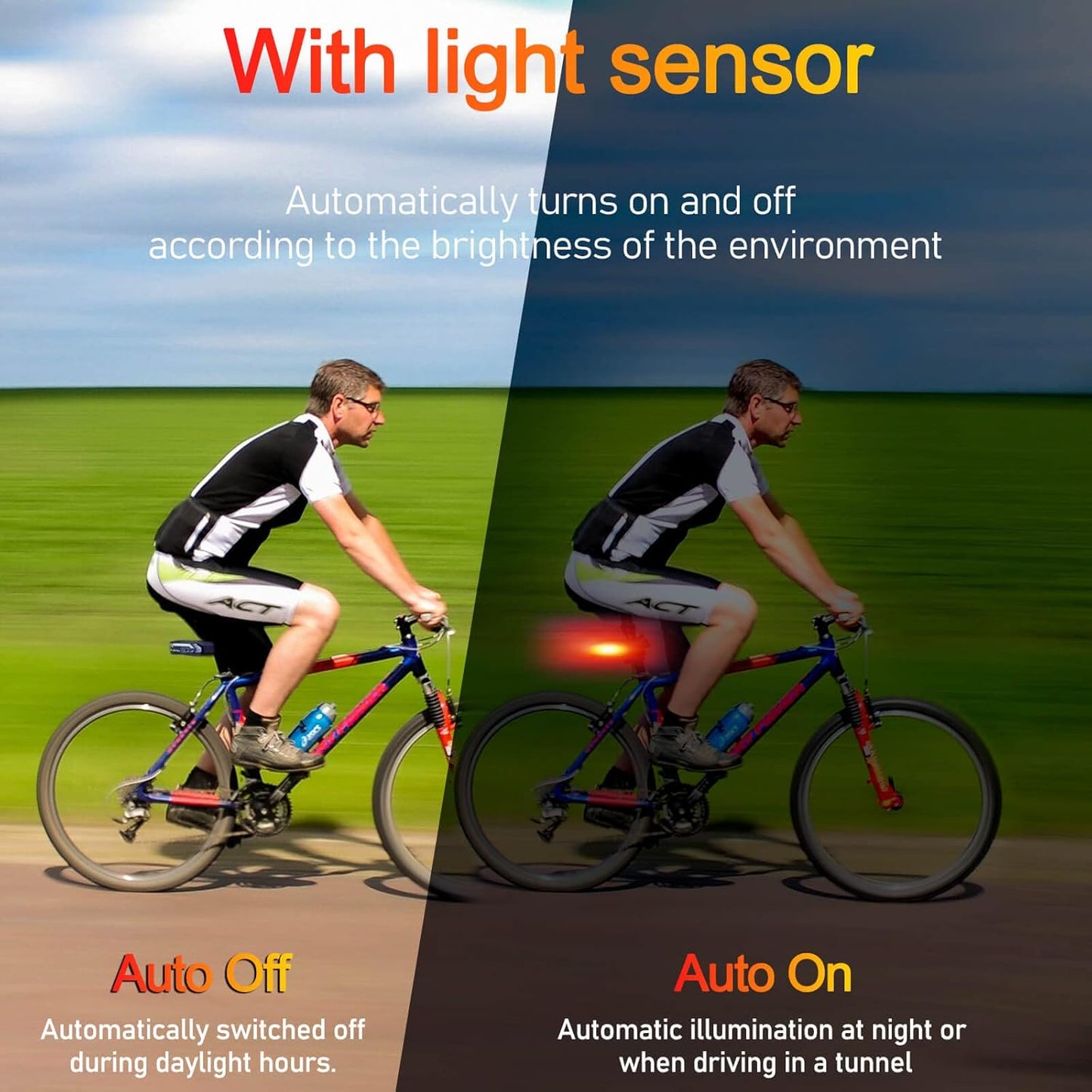 2 Pack Vibration Sensing Bike Alarm with Remote and Ultra Bright Smart Bike Tail Light with Turn Signals