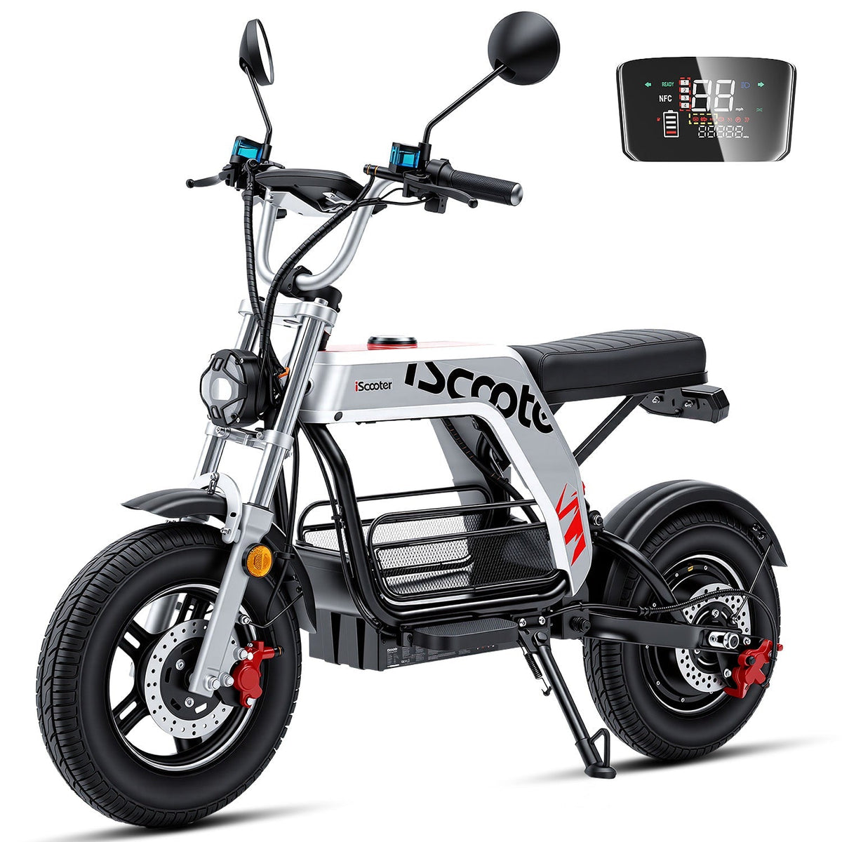 iScooter DX5 Pro 2000W electric scooter with seat, side view