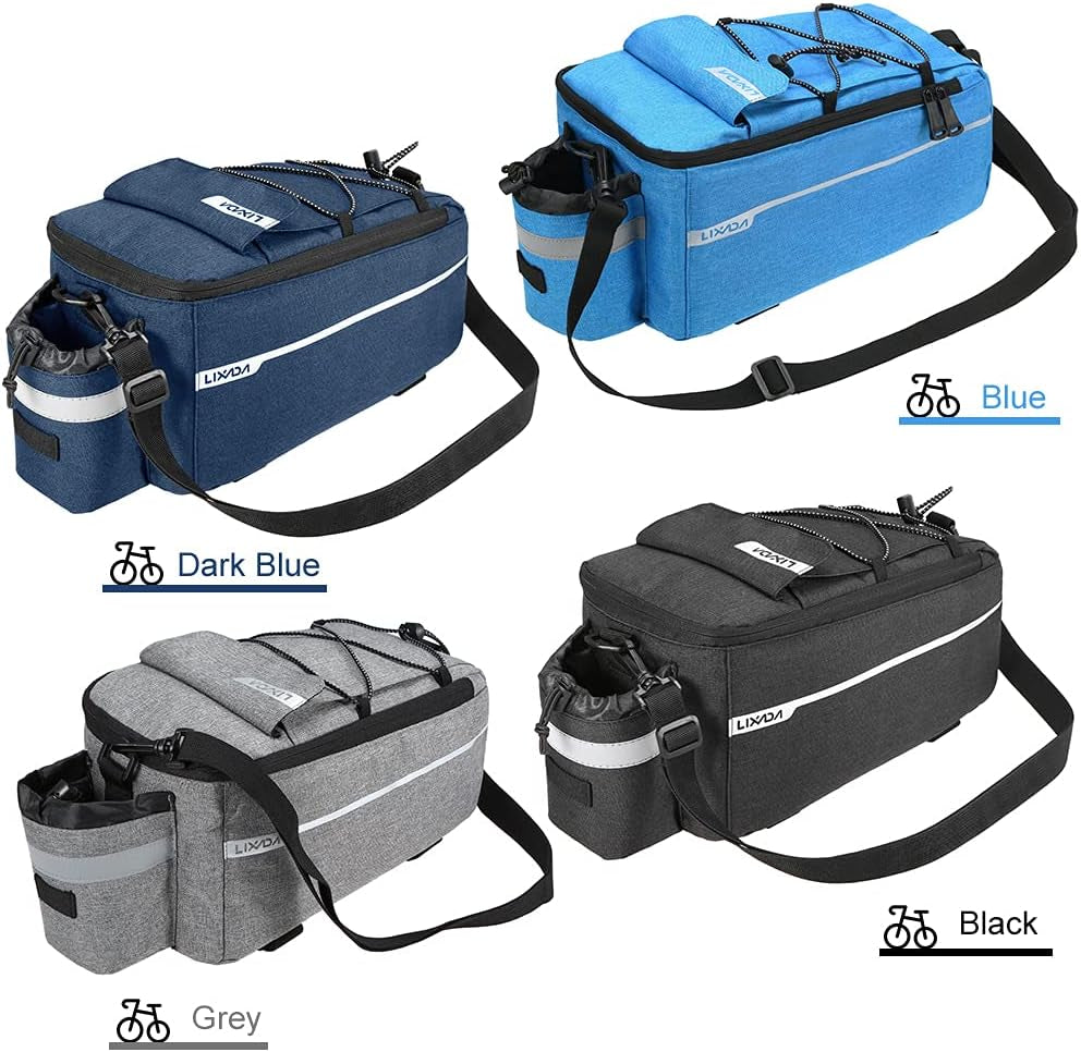 Bike Panniers Bike Trunk Bag Insulated Bag for Warm/Cool Items, Bicycle Rear Rack Storage Luggage Bicycle Seat Multifunctional Insulated Trunk Cooler Bag Shoulder Bag 11.4 6.3 6.7In