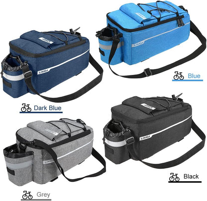 Bike Panniers Bike Trunk Bag Insulated Bag for Warm/Cool Items, Bicycle Rear Rack Storage Luggage Bicycle Seat Multifunctional Insulated Trunk Cooler Bag Shoulder Bag 11.4 6.3 6.7In