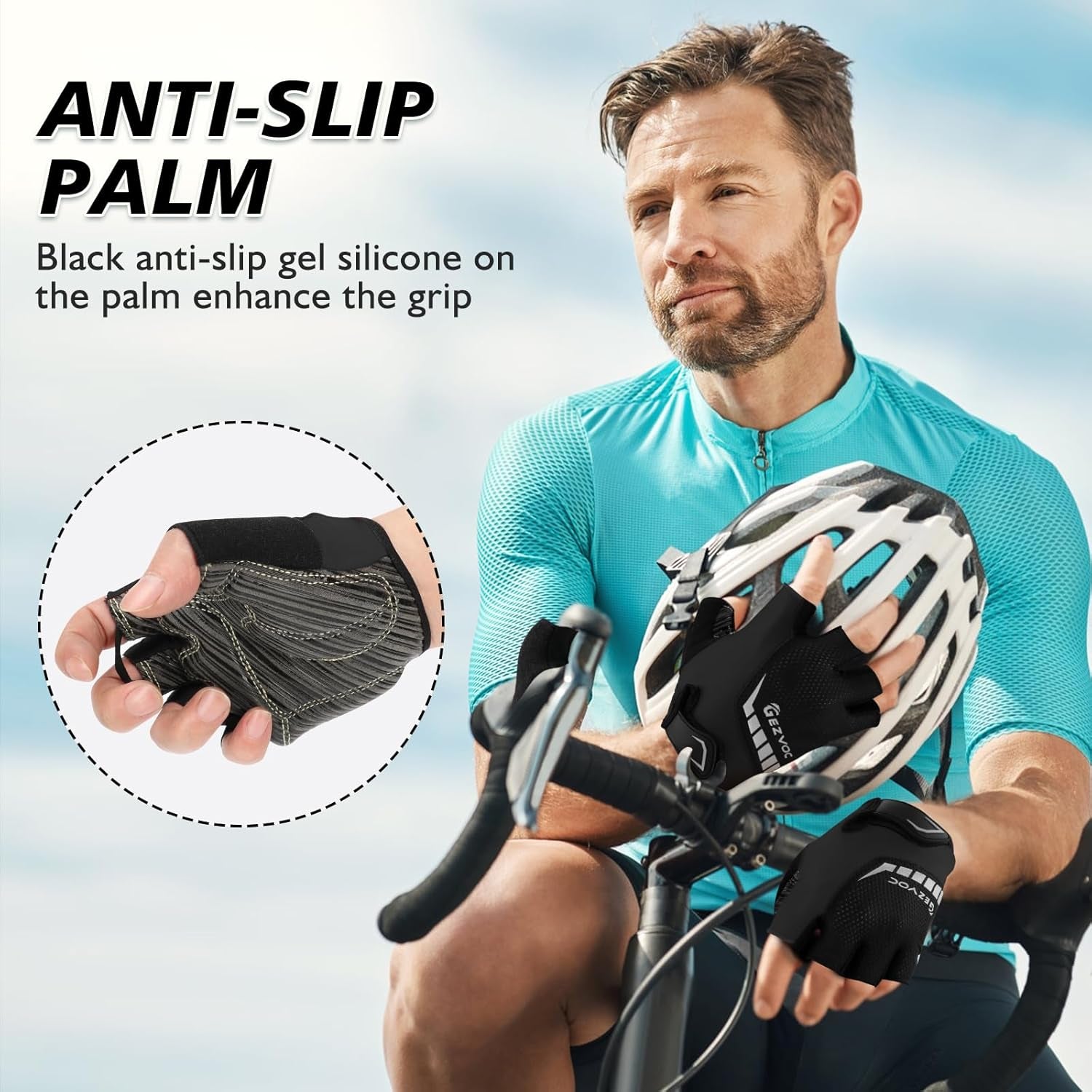 Cycling Gloves with Shock-Absorbing Pad, Extra Grip, Flexible Fit, Light Weight, Breathable for Men and Women Mountain Biking