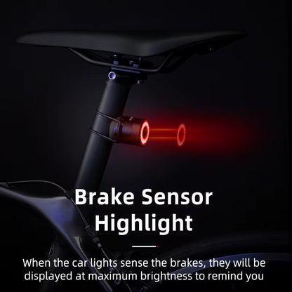 Smart Brake Bicycle Tail Light MTB Road Seatpost Saddle Bike Rear Light Waterproof USB Charging Cycling Taillight
