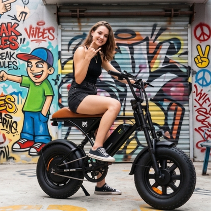 Cycrown Run Mini e-bike riding on a city street