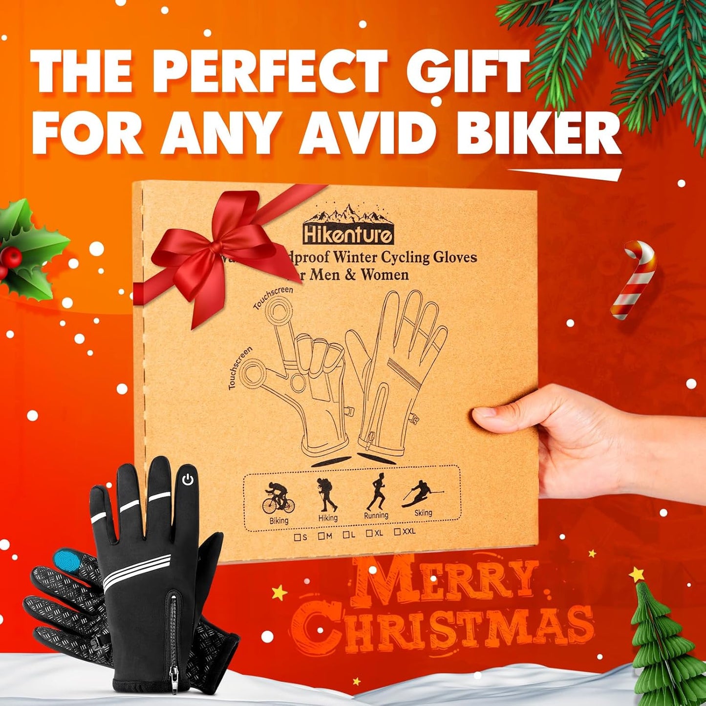 Winter Cycling Gloves for Men and Women - Thermal Full Finger Bike Gloves - Touch Screen Windproof Warm Non-Slip Road Mountain Bicycle Gloves for Running,Driving,Hiking,And Skiing