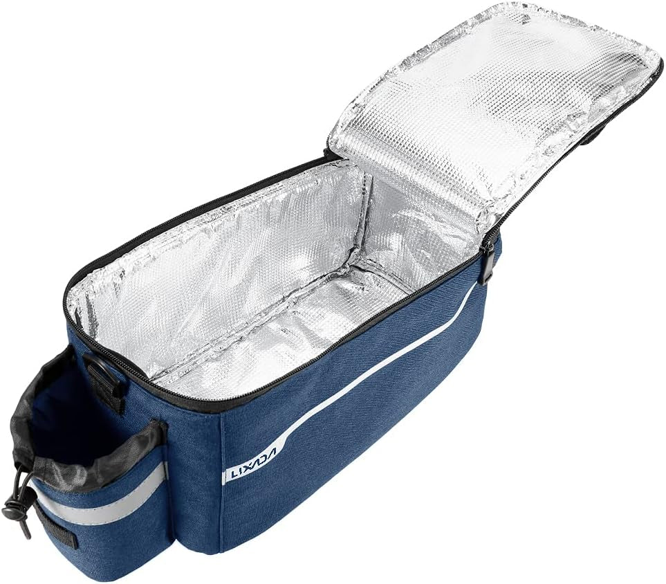 Bike Panniers Bike Trunk Bag Insulated Bag for Warm/Cool Items, Bicycle Rear Rack Storage Luggage Bicycle Seat Multifunctional Insulated Trunk Cooler Bag Shoulder Bag 11.4 6.3 6.7In