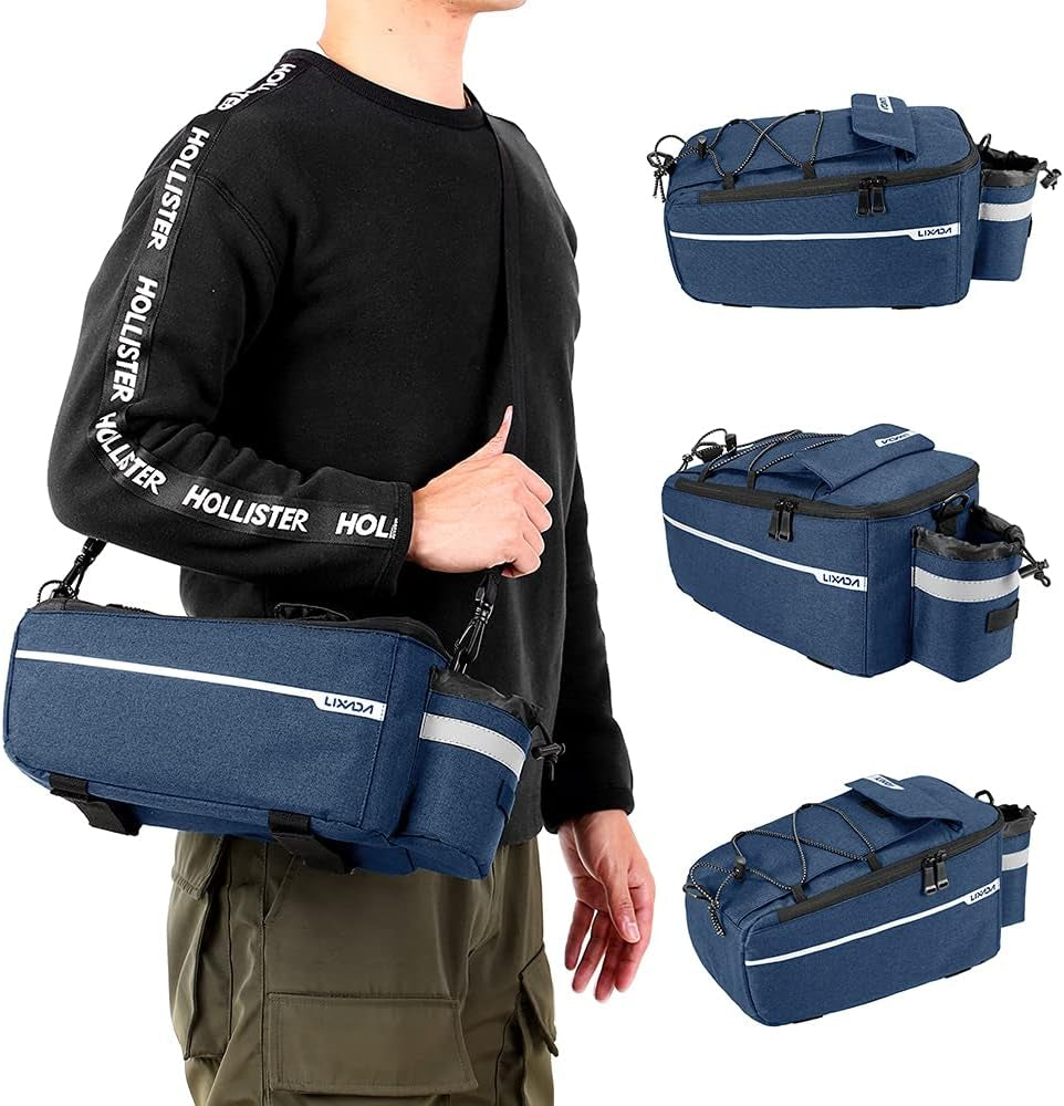 Bike Panniers Bike Trunk Bag Insulated Bag for Warm/Cool Items, Bicycle Rear Rack Storage Luggage Bicycle Seat Multifunctional Insulated Trunk Cooler Bag Shoulder Bag 11.4 6.3 6.7In
