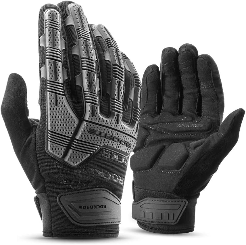 Mountain Bike Gloves with Gel Pad Touch Screen Knuckle Protection for BMX MX ATV MTB Racing Black