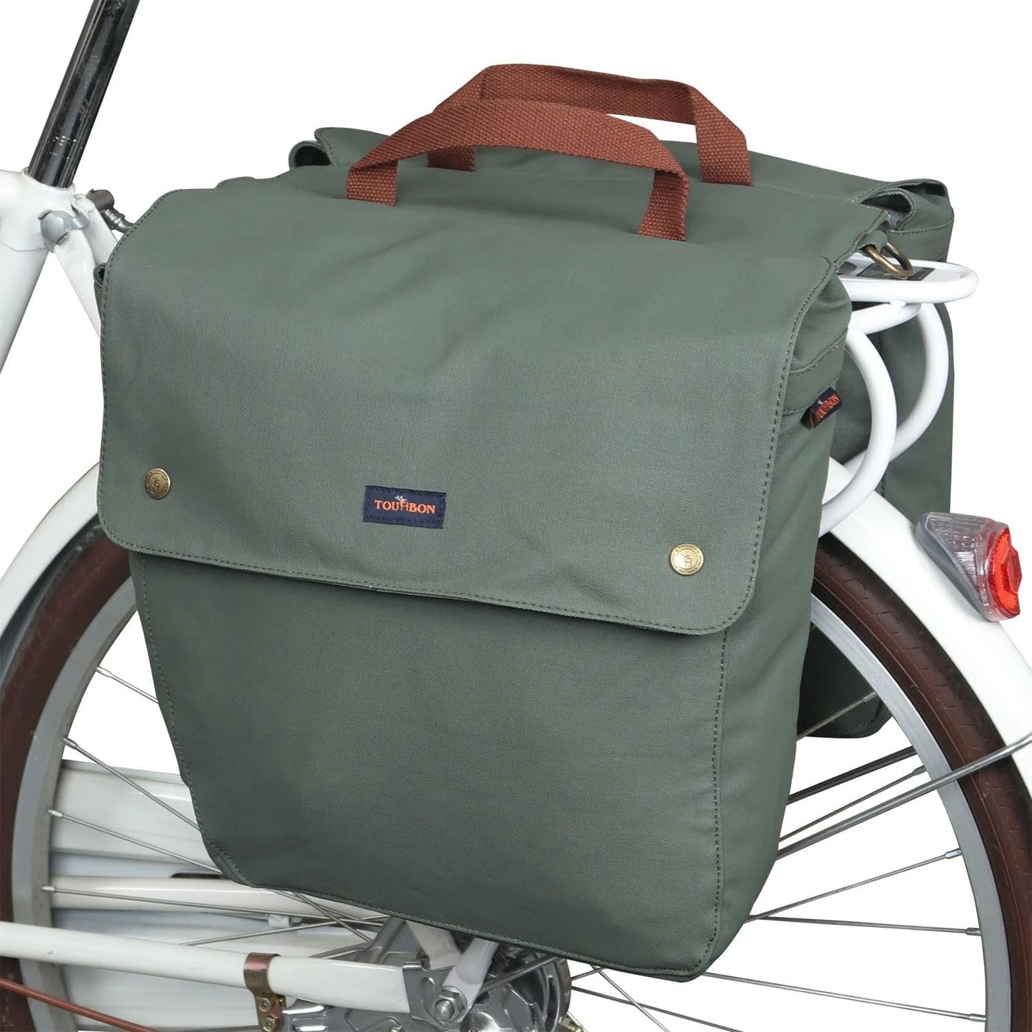 TOURBON Canvas Bike Pannier Bag – Waterproof Roll-Up Rear Rack Saddlebag (24L)EvolveRide