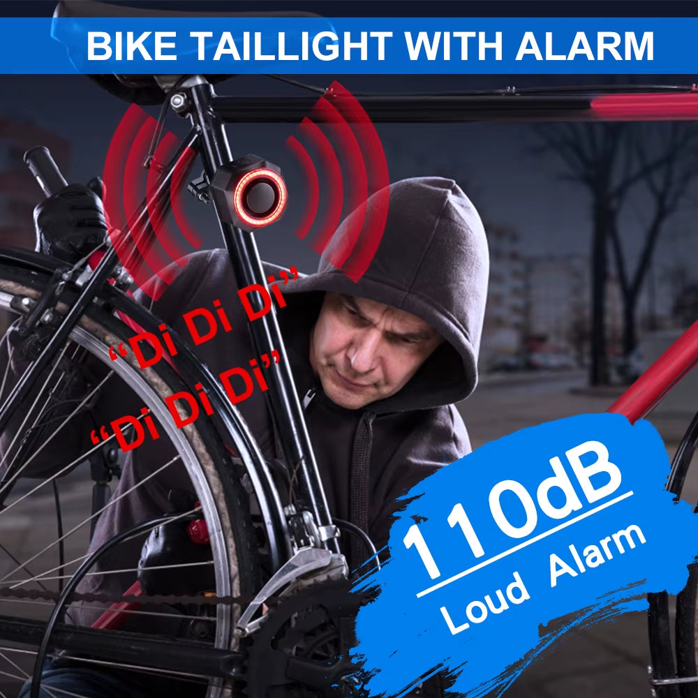 Bicycle Alarm Waterproof USB Charging Burglar Taillight Remote Control Motorcycle Alarm Security Protection 110Db
