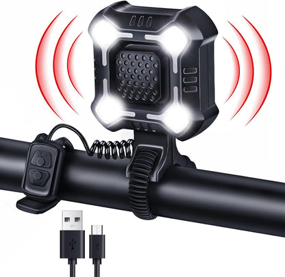 2-in-1 bike horn with headlight, USB-C rechargeable