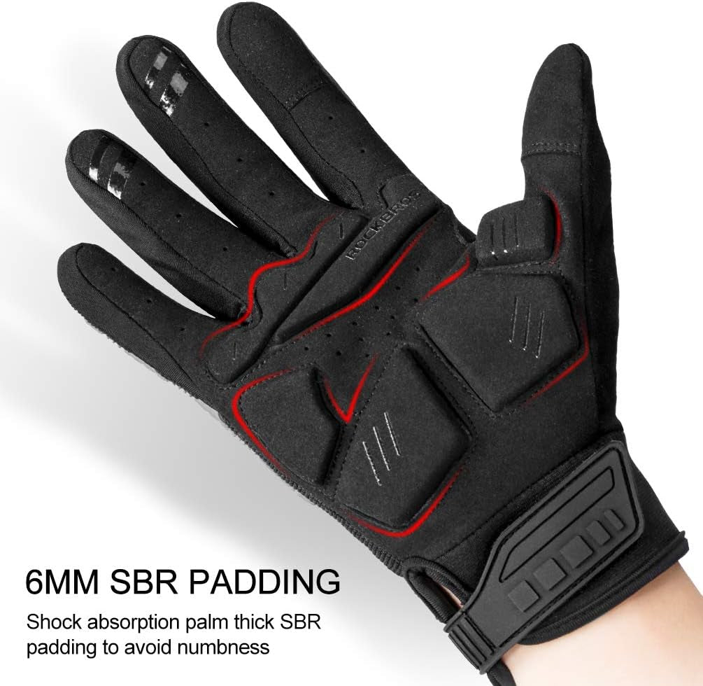 Mountain Bike Gloves with Gel Pad Touch Screen Knuckle Protection for BMX MX ATV MTB Racing Black