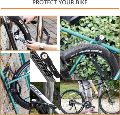Bike Lock Bicycle Scooter Motorcycle Folding Locks with 4Keys, Fold Chain Heavy Duty Alloy Steel Foldable Lock with Mounting Bracket 2Pc Straps, 86Cm/34 Unfolding, 1.92 Lbs