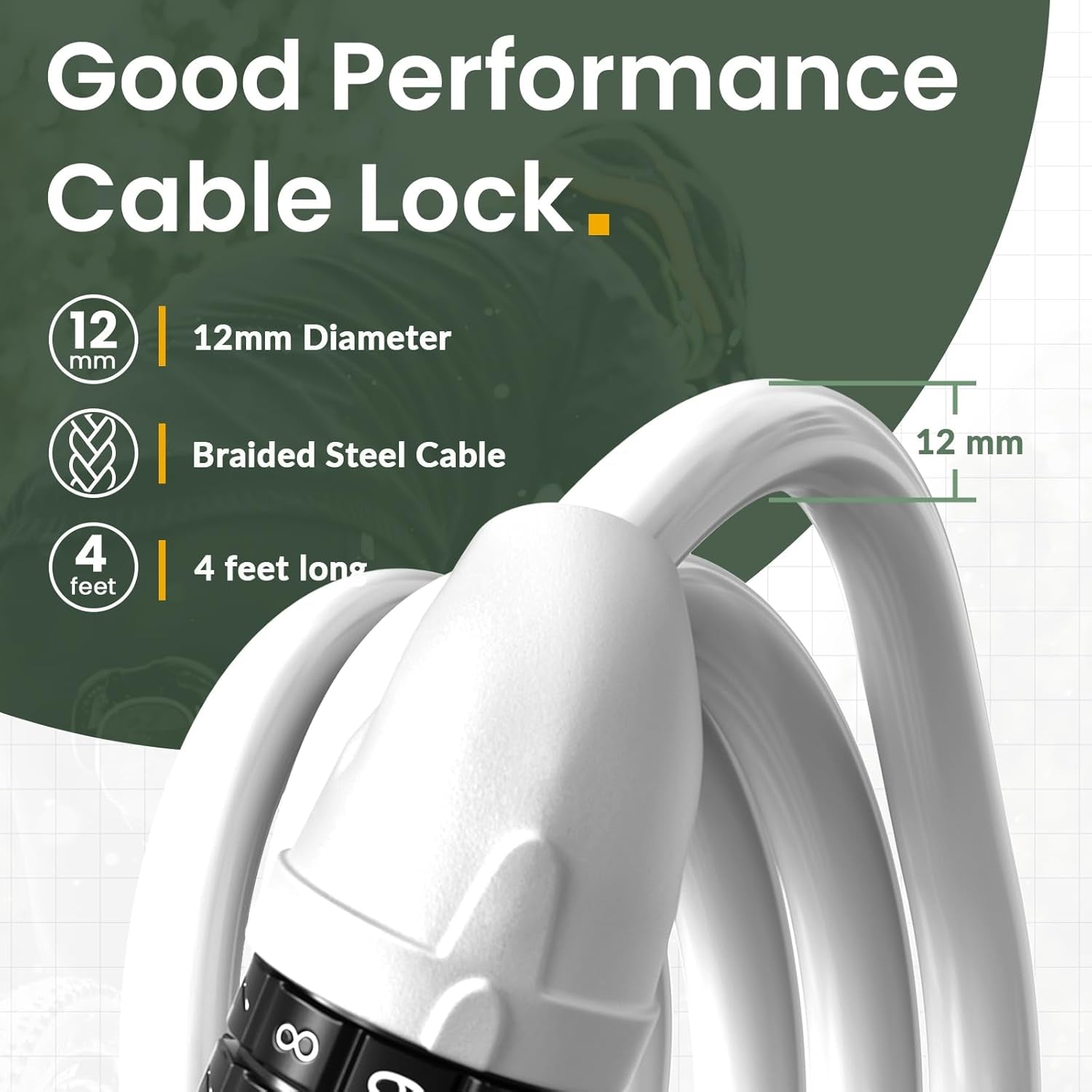 Bike Lock, Bicycle Lock 4 Feet Cable Lock 1/2 Inch Resettable Bike Lock Combination with Mounting Bracket, Bike Accessories for Bicycle, Electric Scooter, Motorcycle