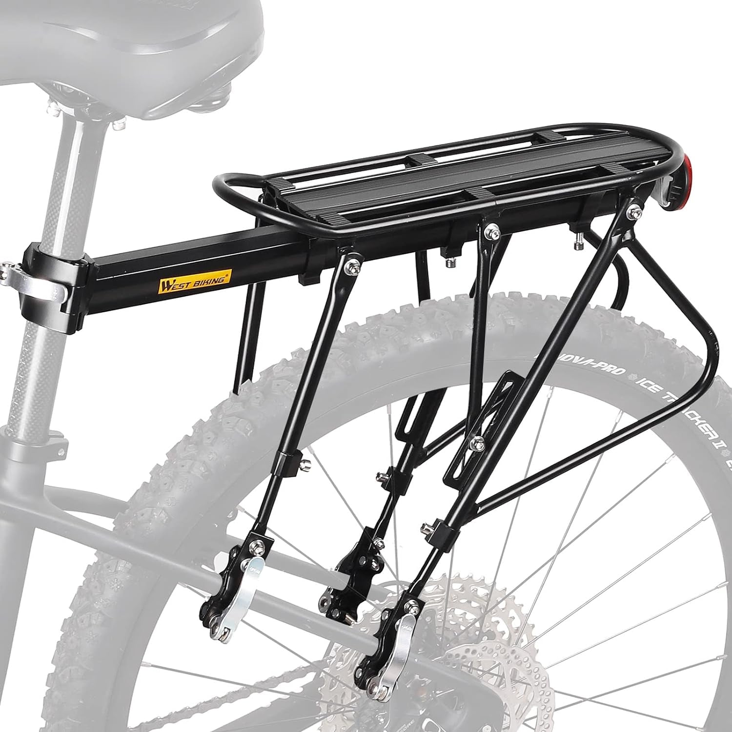 Bike Cargo Rack 220 Lbs Load Bike Rack Full Quick Release Universal Adjustable, Aluminum Alloy Waterproof Bike Luggage Rear Rack, Bicycle Rear Rack for MTB, Ebikes, Road Bike