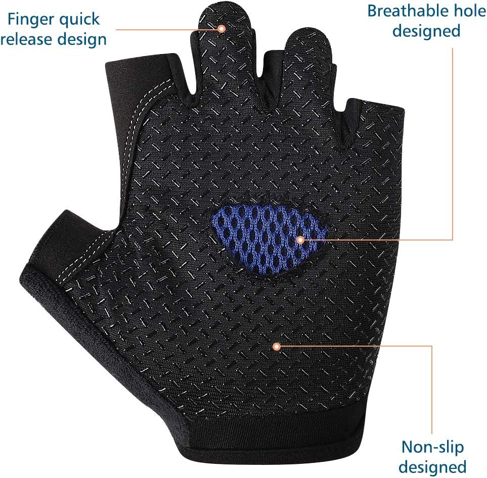 Cycling Gloves for Women Men, Half Finger Bike Gloves, Road Bicycle Gloves, Shock-Absorbing Anti-Slip Breathable Motorcycle Mountain Bike Gloves for Men Women Adults