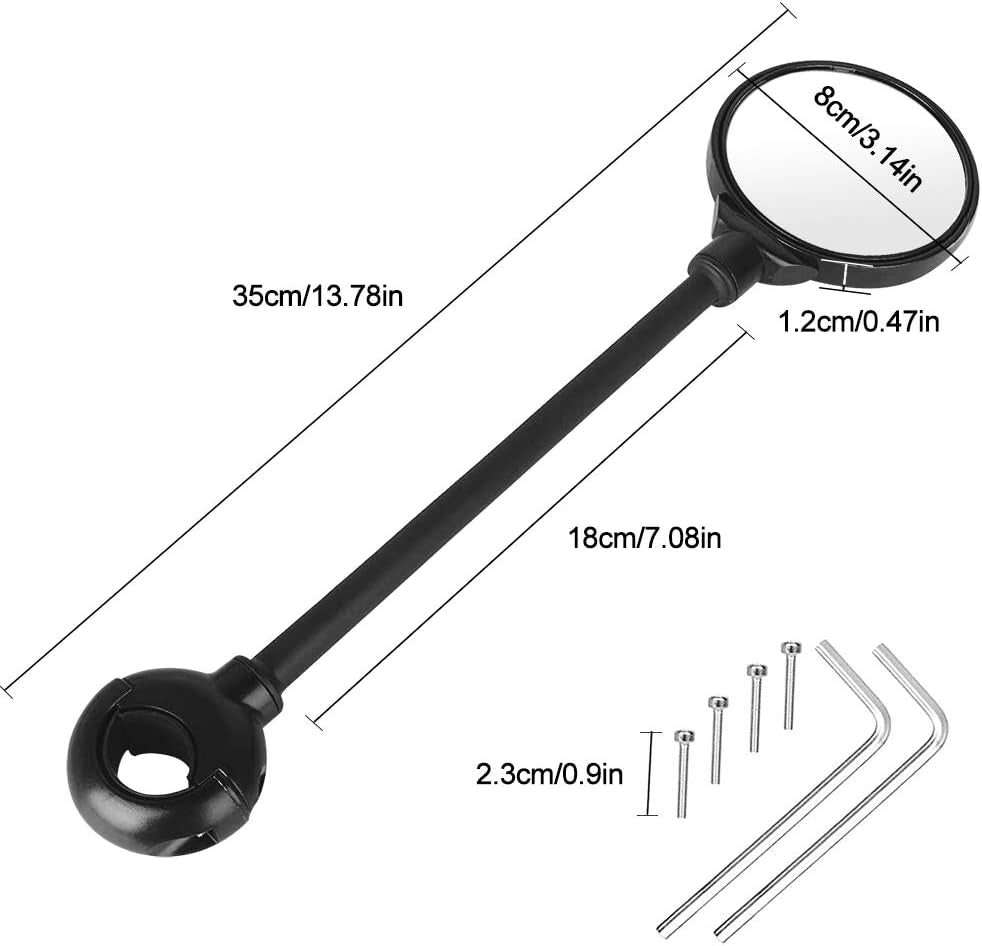 Bike Mirror Handlebar Mount HD Bike Rear View Mirror Bicycle Mirrors for Handlebars Adjustable Rotatable Bike Mirrors Ride Safely (A-2 Pcs Black Long Mirror)