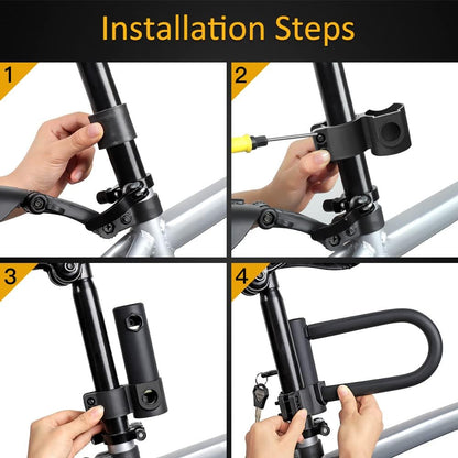 Bike U Lock Heavy Duty Bike Lock Bicycle U Lock, 16Mm Shackle and 4Ft/6Ft Length Security Cable with Sturdy Mounting Bracket for Bicycle, Motorcycle and More