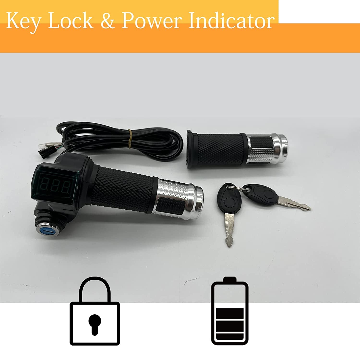 1 Pair Ebike Throttle Grip, Universal Electric Bicycle Scooter Twist Handlebar W
