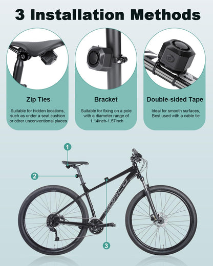 powvine 110dB rechargeable bike alarm with remote – photo 6