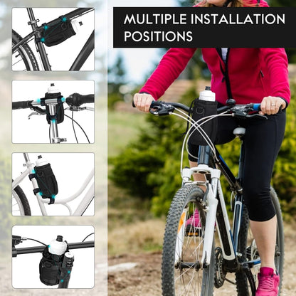 Bike Cup Holder, Water Bottle Holder Handlebar with Mesh Pockets, Universal Cycl