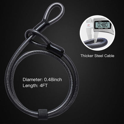 Bike U Lock Heavy Duty Bike Lock Bicycle U Lock, 16Mm Shackle and 4Ft/6Ft Length Security Cable with Sturdy Mounting Bracket for Bicycle, Motorcycle and More