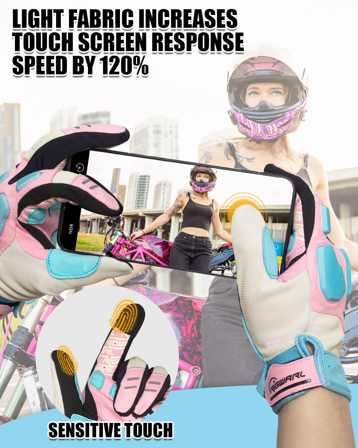 Comfortable Mountain Bike Motorcycle Gloves Women and Men with Touchscreen Fingers for Riding ATV MTB Drit Bike…